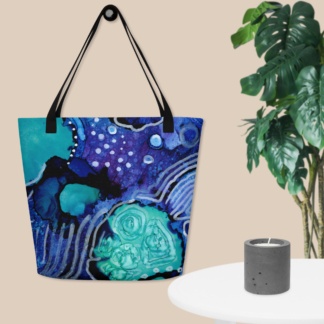 Blue Malachite : Large Tote Bag w/ Pocket