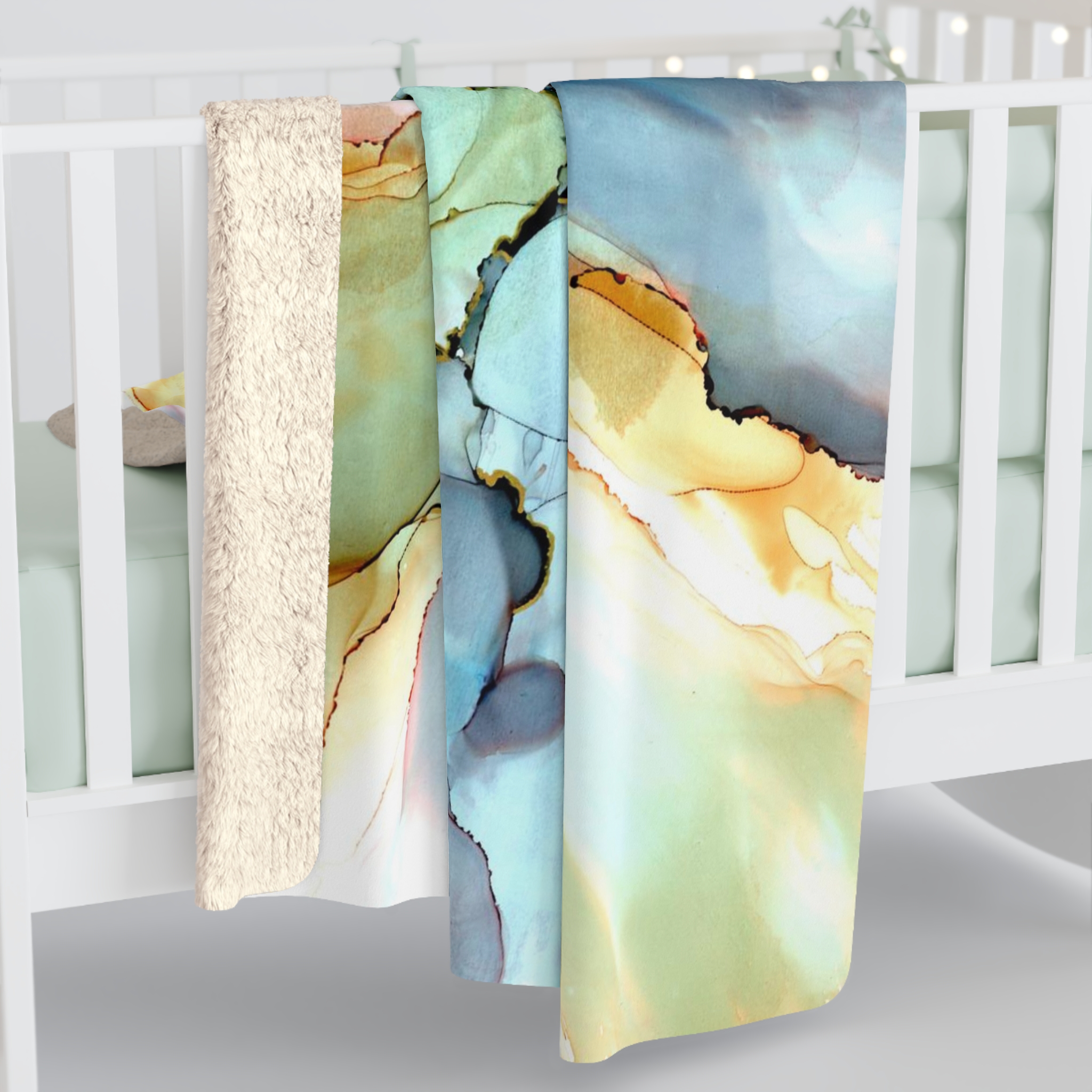 Gentle Flower : Sherpa Fleece Blanket - Image 2