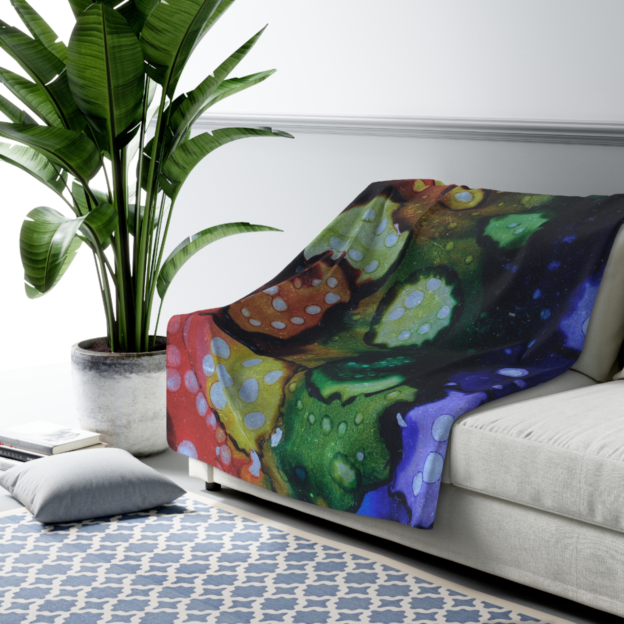 Rainbow Bubbles : Sherpa Fleece Blanket - Image 4