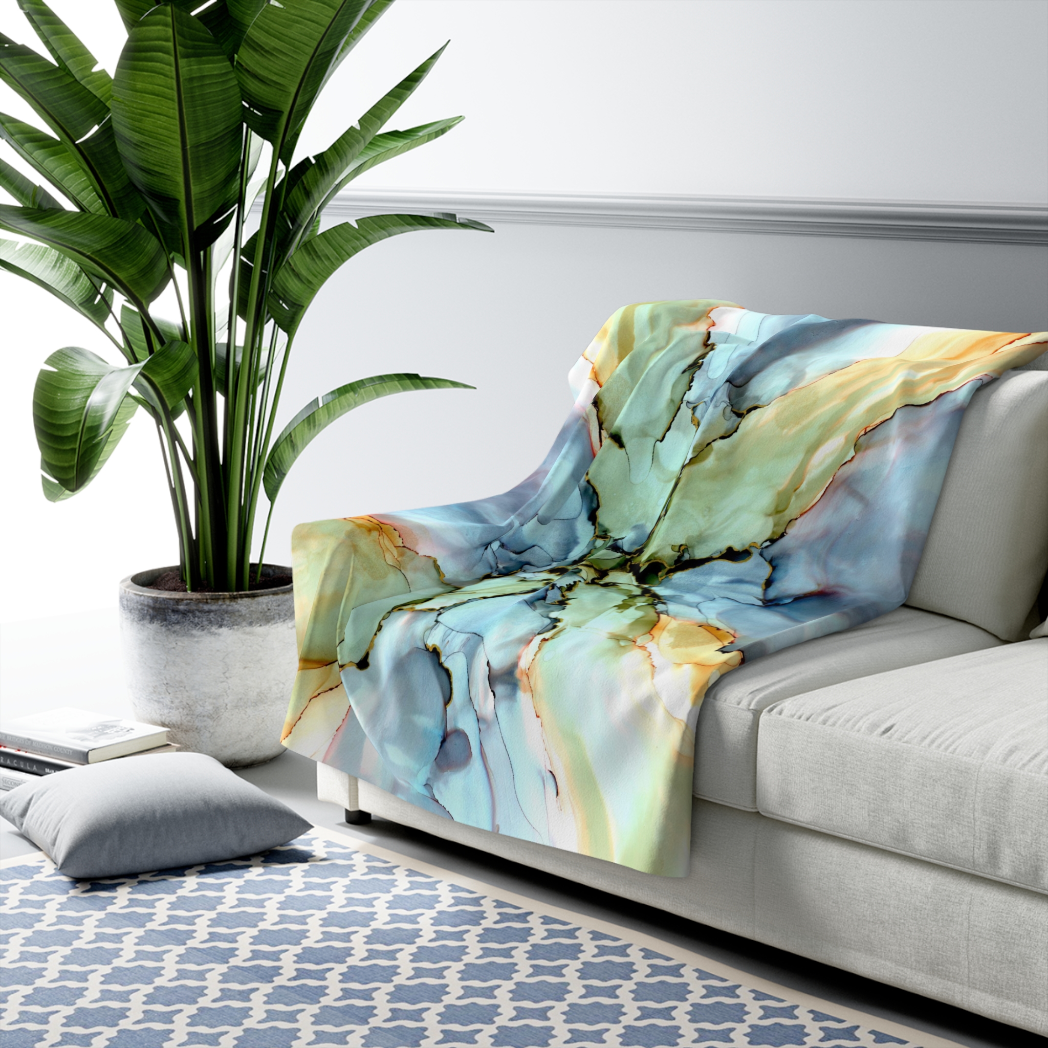 Gentle Flower : Sherpa Fleece Blanket - Image 7