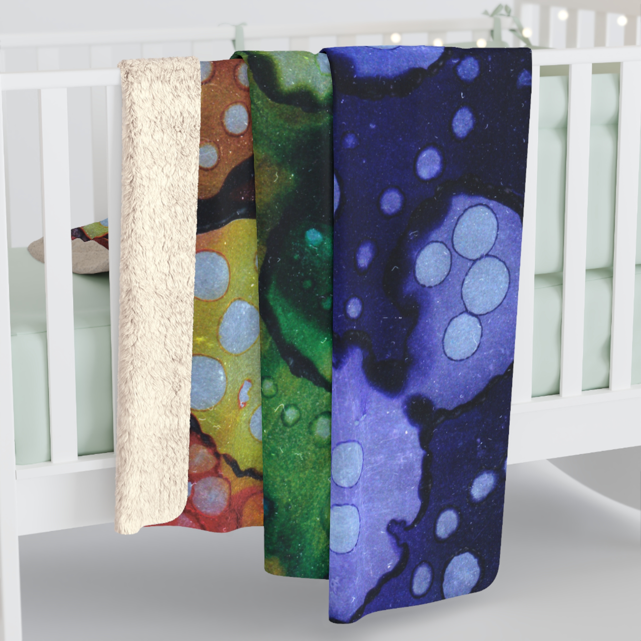 Rainbow Bubbles : Sherpa Fleece Blanket